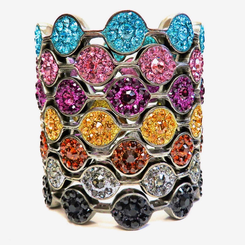 “Rock Candy” Austrian Crystal Bangles in Dark Gunmetal-Boutique